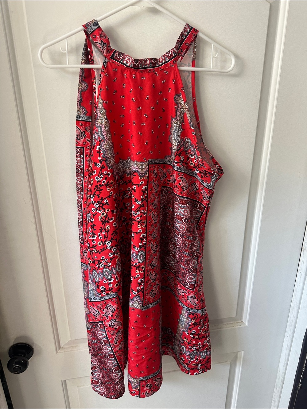 SHEIN Red Paisley Halter Mini Dress